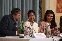 Ms Mamata Banerjee with Dr Amit Mitra and Ms Priti Patel
