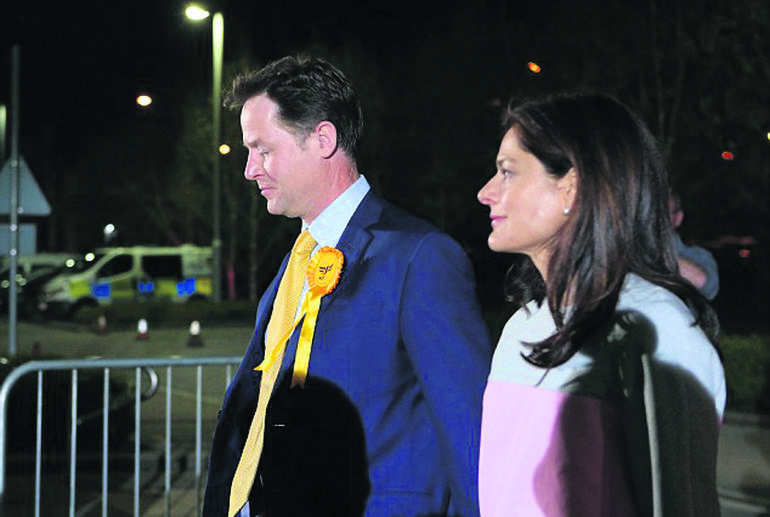 Election-- Nick Clegg  with wife Miriam Gonzalez Durantez