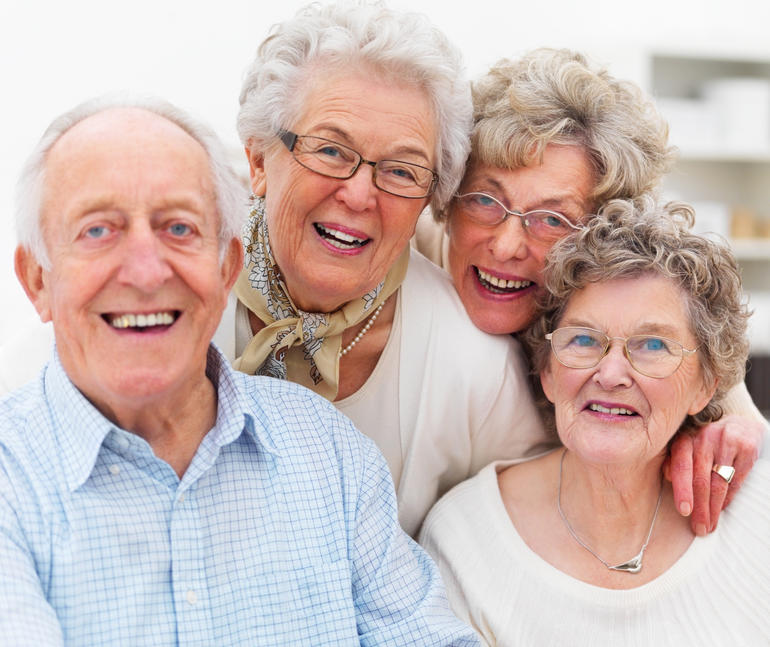 Senior female friends laughing