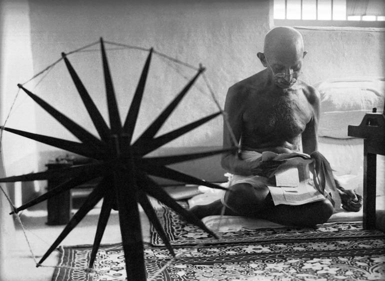 Gandhi-&-Spinning Wheel