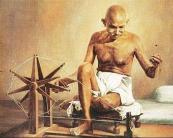 gandhi bapu with charkha
