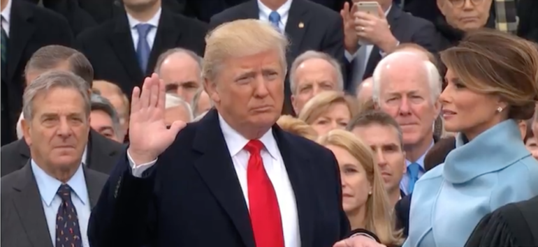 trump taking oath
