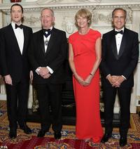 Chancellor George Osborne, Lord Mayor of London Alan Yarrow, Lady Mayoress Gilly Yarrow and Governor of the Bank of England Mark Carney  Mansion House