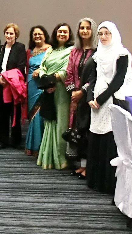 Christine Rep from British Embassy, Vimla Patel, Nirmala Pisavadia, Samina Khan and Laura Jones