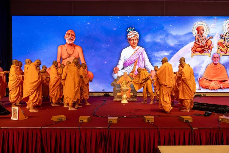 Guru Purnima at Neasden Temple-- swamis visting from India
