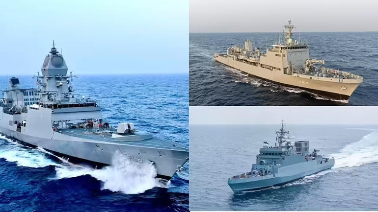 INS Dunagiri, INS Sanshodhak, and INS Agray