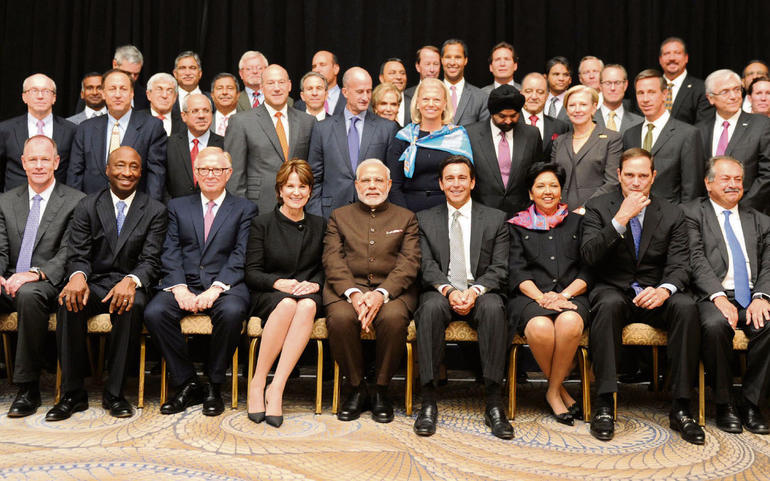 Narendra Modi in a group with Fortune 500 CEO