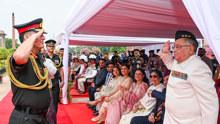 New Army Chief Dhiraj Seth's father, a Lieutenant General, saluted him, touched his feet and took his blessings...