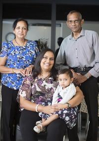 Niksha Patel with her inlaws and baby Tiya Patel Niksha Patel with her inlaws and baby Tiya Patel