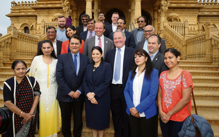 Priti Patel at a Sanatan Hindu Mandir-Wembley Priti Patel at a Sanatan Hindu Mandir-Wembley