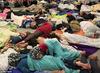 Syrian Migrants  sleeping at railway station in Budapest