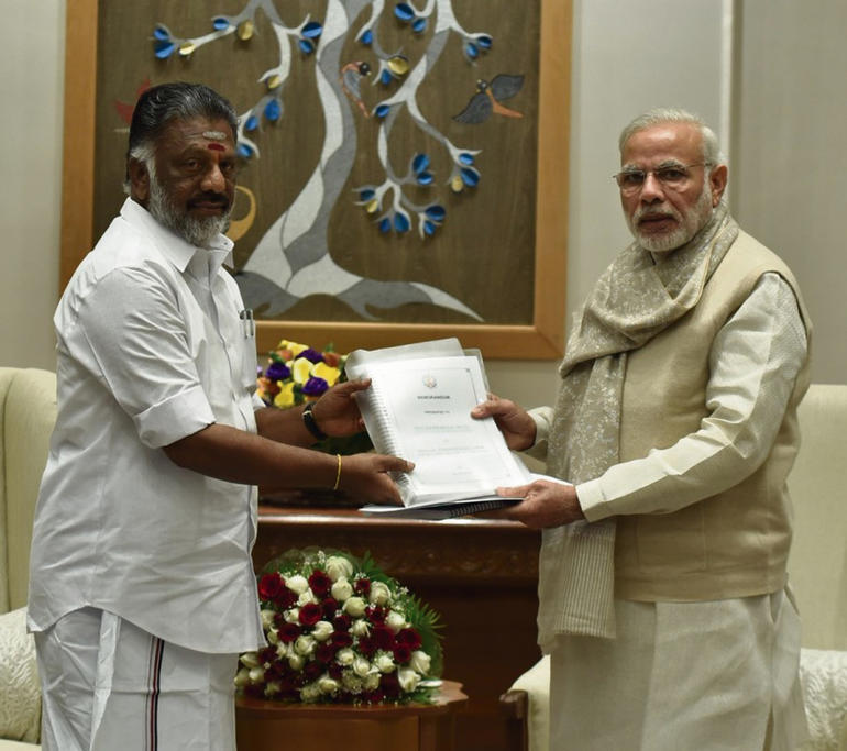 Tamil Nadu Chief Minister O Panneerselvam met Prime Minister Narendra Modi copy