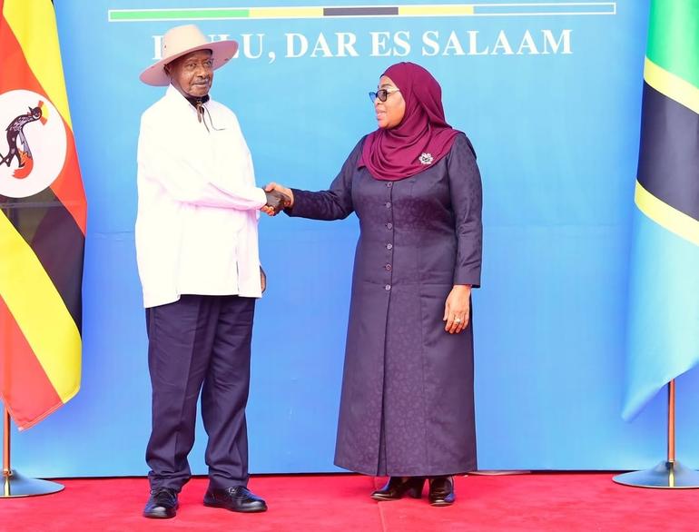 Tanzania President Samia Suluhu Hassan and Uganda President Yoweri Museveni - File Photo