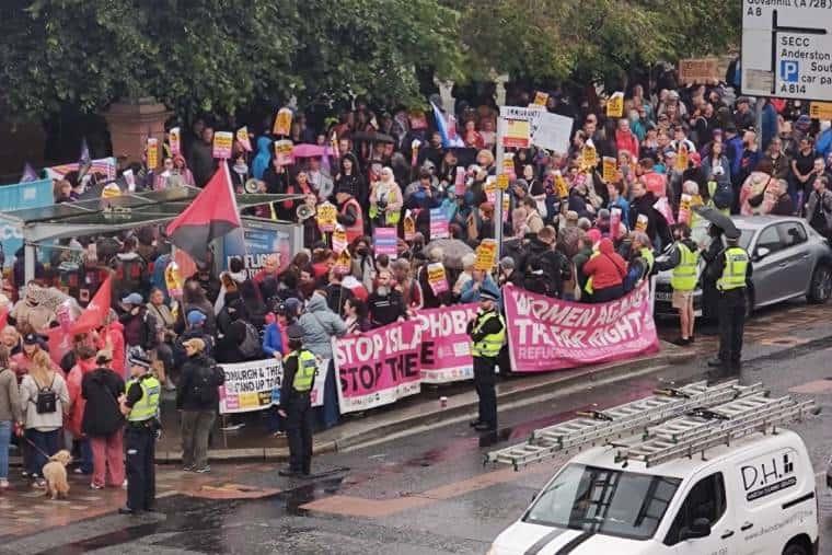 UK-- Anti-racism campaigners gathered in Glasgow